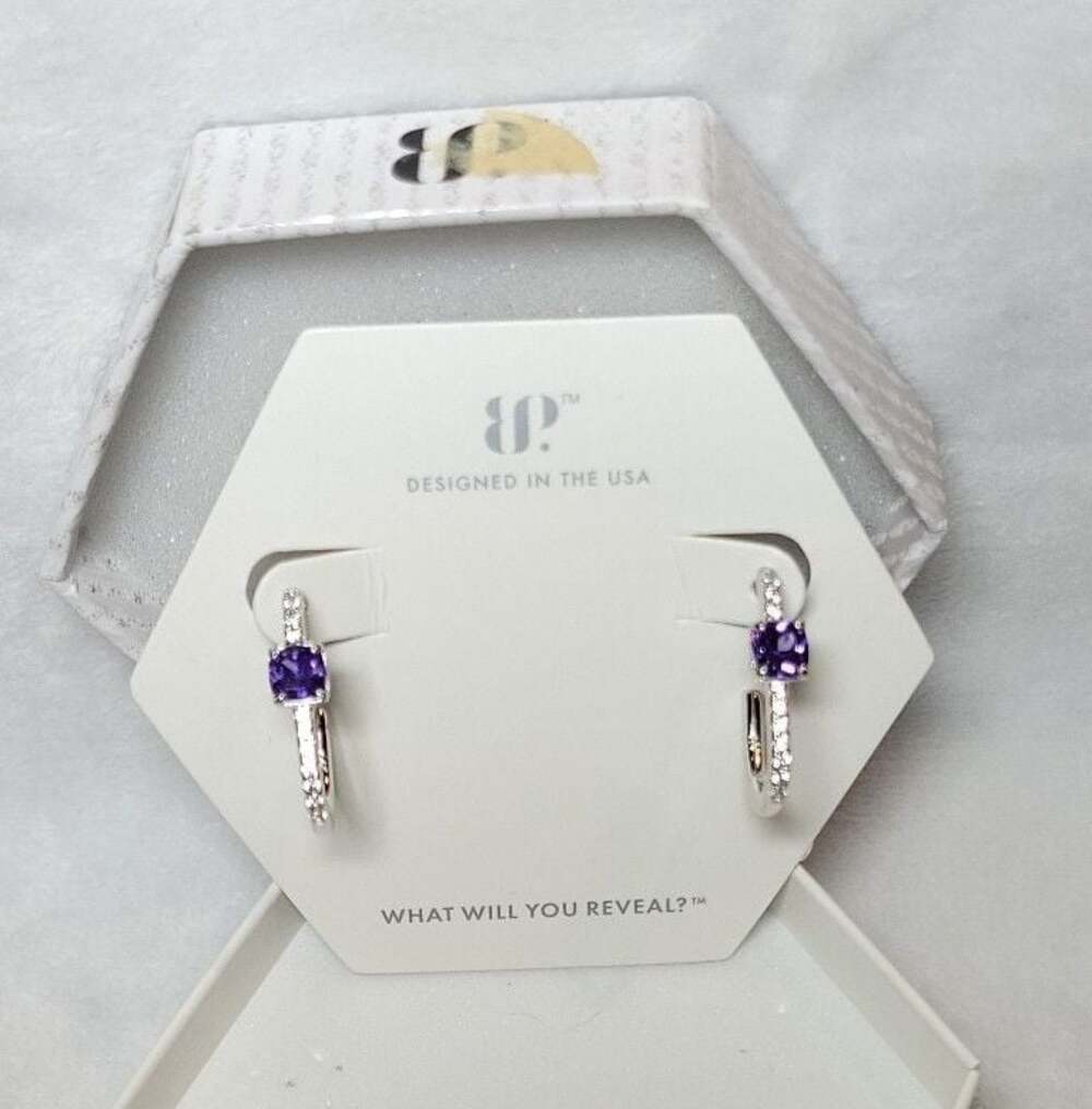 BP Sterling Club Hoops Violet CZ on .925 SS